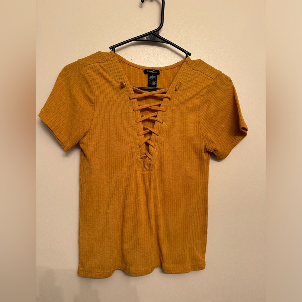 Orange deep v-neck shirt